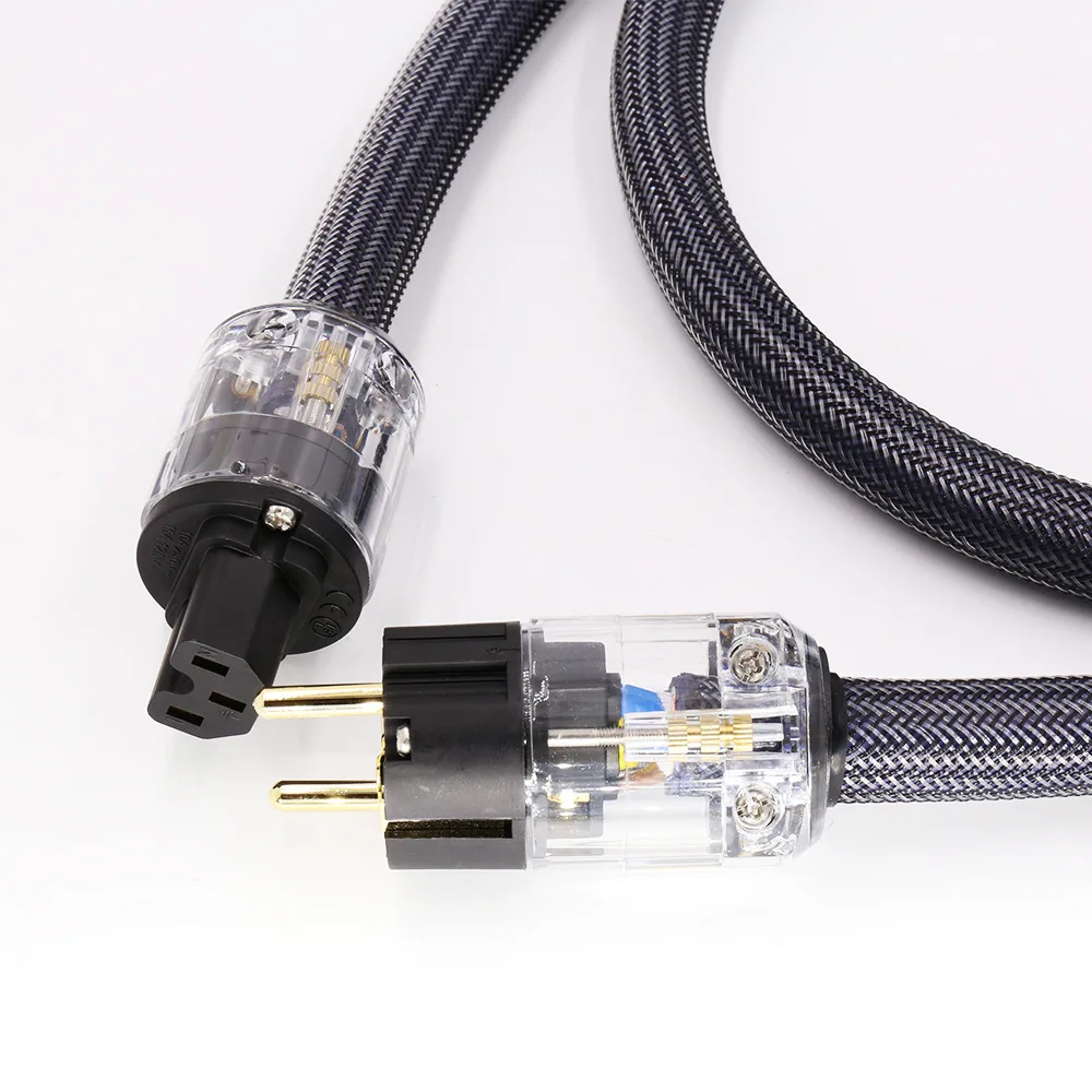 Gold Plated Male to Female Power Cable Audiophile  HiFi Power Cable US/EU Plug for Subwoofer/Amplifier/DV/AV