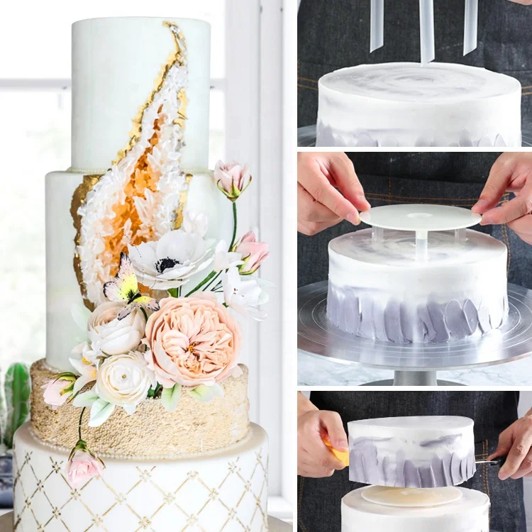 factory hot selling 6-12 inch multi layer cake stands non stick round cake spacer leaf and flower cake stand for Wedding Party