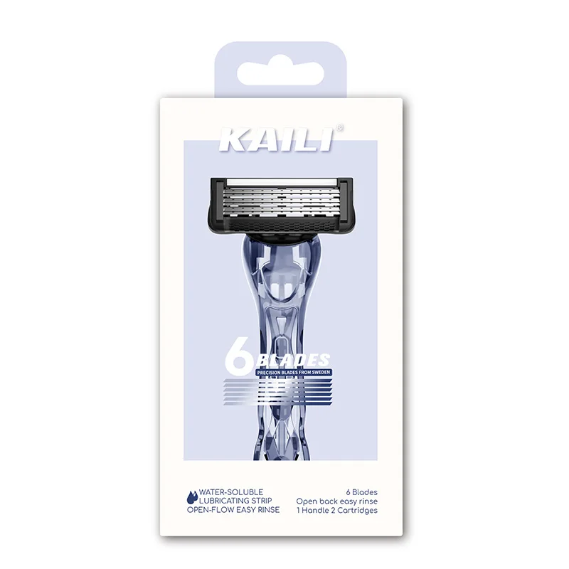 mens shaving razor with special designed handle match with 3 blade razor cartridge make close and clean shaving