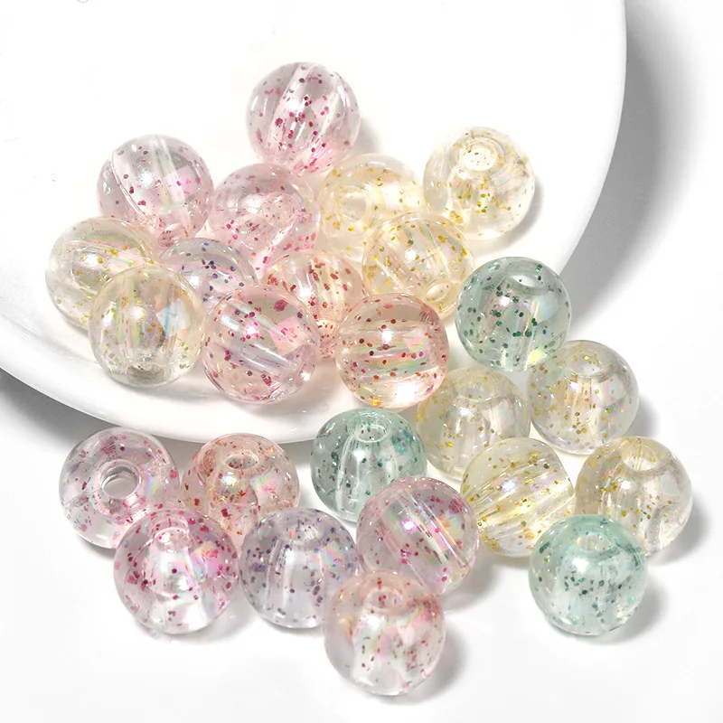 XuQian 100pcs Acrylic Sparry Transparent Color Straight Hole Round Bead for DIY Jewelry Making B0210