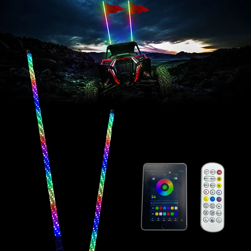 Светодиодные плетёные огни 4 фута 5 футов с антенной флага белки RGB многоцветный пульт дистанционного управления для внедорожника вездехода мотовездехода грузовика