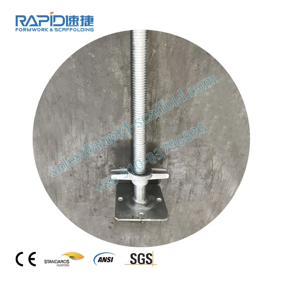 High quality electro galvanized steel adjustable Scaffolding Parts 0.6m 1.97 Andamios Jack Base for sale