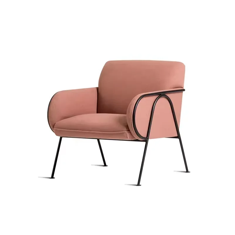 Nordic modern minimalist solid wood curved armchair lounge chair Metal chair legs ergonomic chairs for library living room