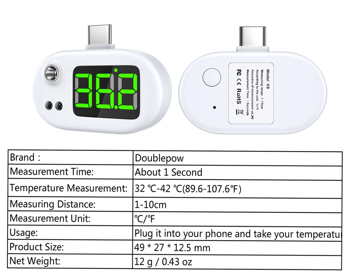  OEM alarm Non Contact Digital Body Thermomete household portable Smart USB