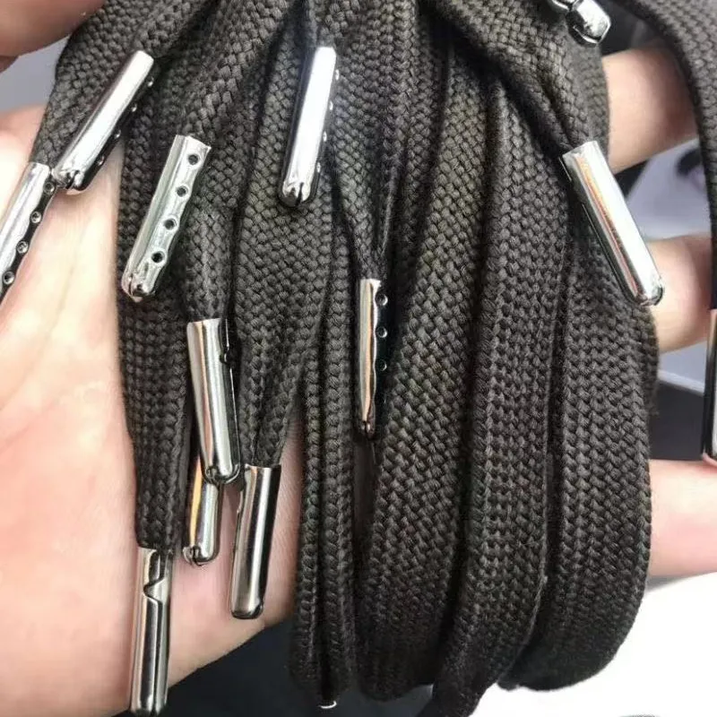 Hoodie cord pure color 12mm drawstring polyester cotton hoodie hat cording trouser drawcord rope with metal tips draw cords