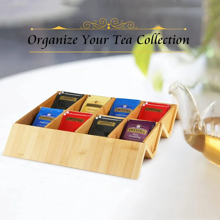 Farmhouse Style Adjustable Coffee Bag Holder 8 Compartments Tea Bag Organizer For Drawer