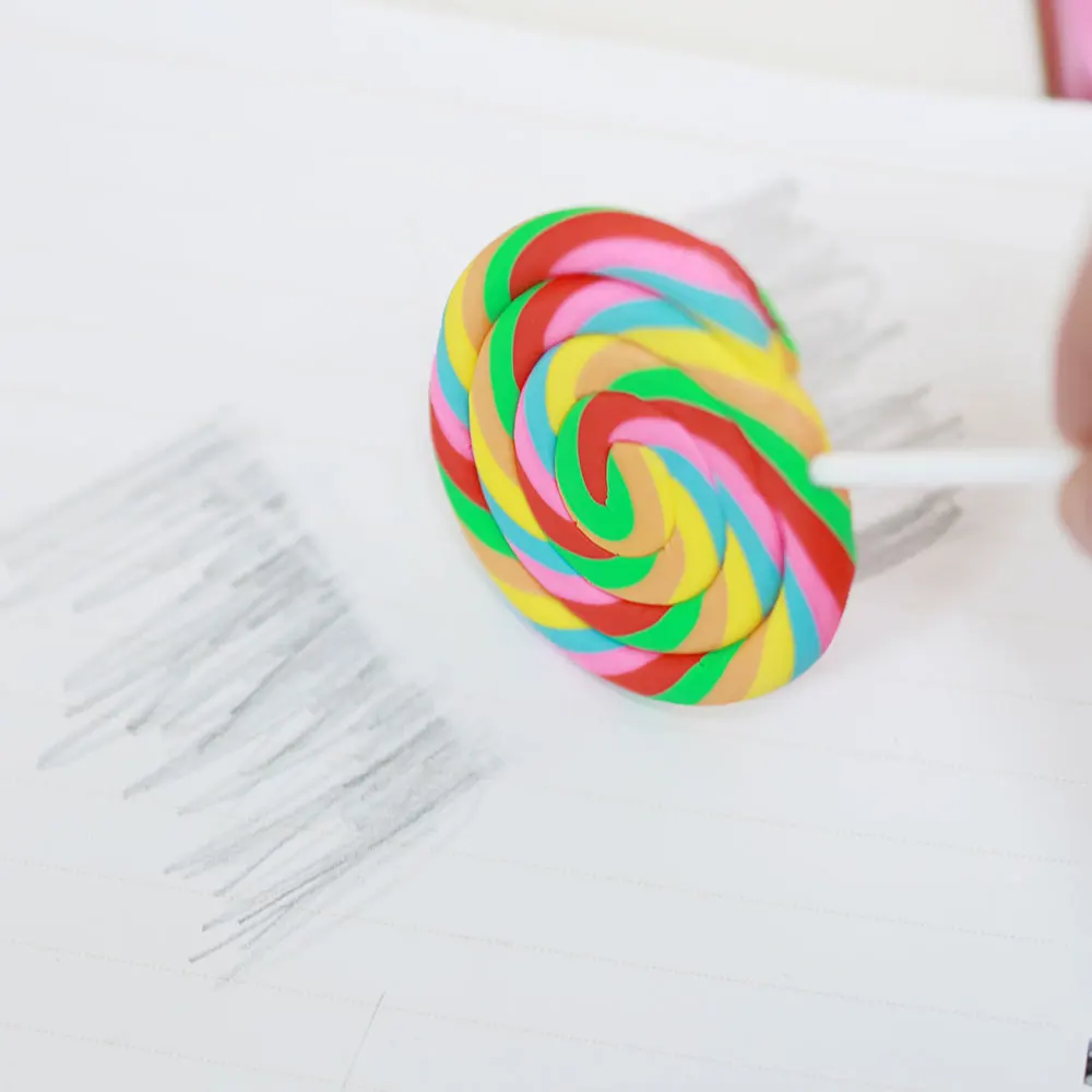 Colorful lollipop Stock hot product Colored candy eraser Environmental protection tpr material factory Student stationery