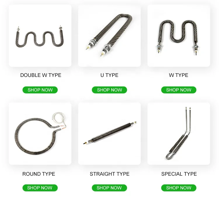 XIAOSHU 230v 500w 1500w 494mm Length Stainless Steel 304 Air Tubular Finned Heater With M14 Screw Connection