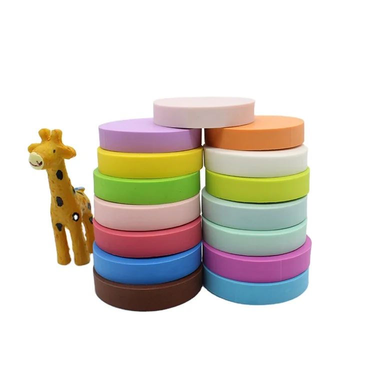 2024 Cheapest Round Economic Eraser For Student Erasing Customized Print Pencil material Environmental TPR Eraser