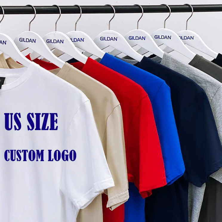 HG6400 Custom 100% Cotton Printed Branded Heat Press US siezPour Hommes Graphic Unisex Bulk Blank T-Shirts For Men