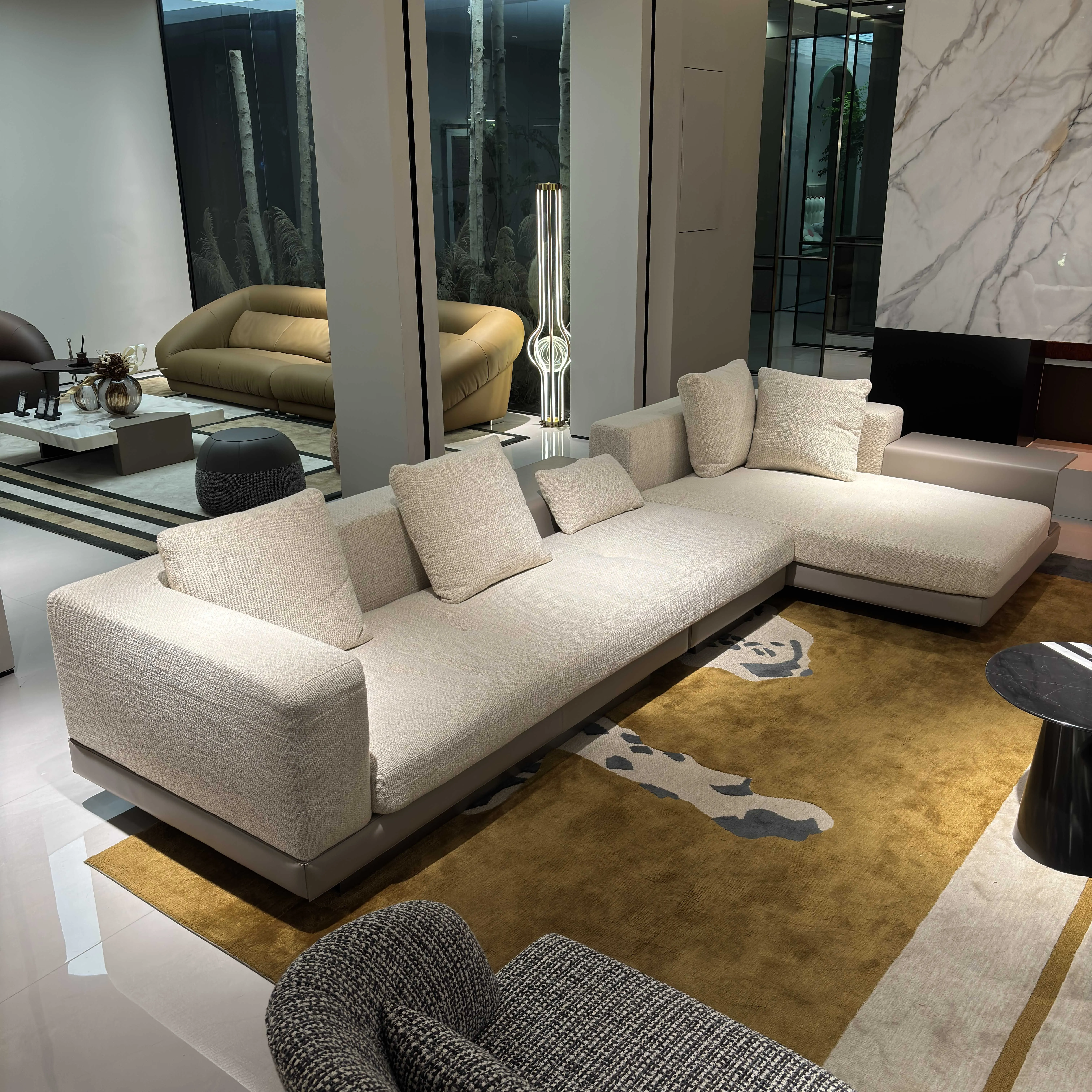 YAEONS Nordic Luxury Recliner Modular Sofa Set Premium U Shape Storage Office Sofas Sectional Couch Living Room for Villa Hotel