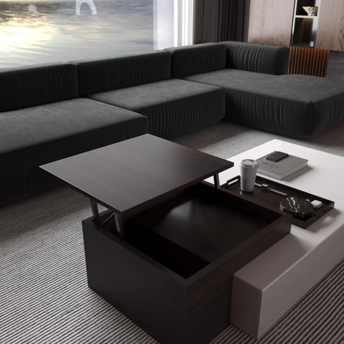 Lifting Coffee Table Simple Modern Living Room Home Italian Multifunctional Light Luxury Design Tea Table