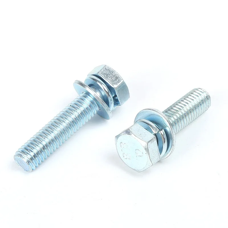 Hexagon head flat spring washers 3 combination zinc plated screws