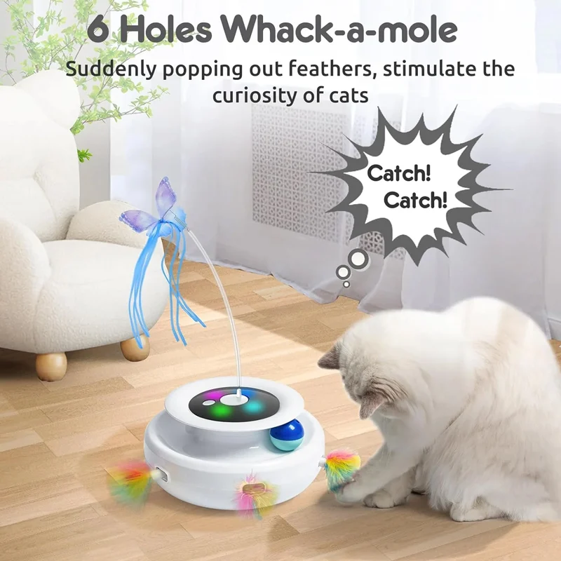New Factory Price ODM&OEM Smart Butterfly Automatic Pet Teaser Ball Feather Interactive Cat Toys