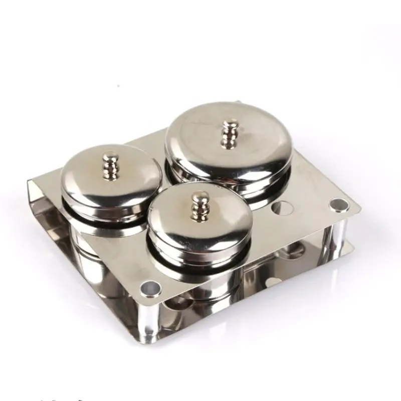 Newest Mini Nail Art Stainless Steel Sterilizer Tray 3pcs/set Metal Dappen Dish Powder Holder Container
