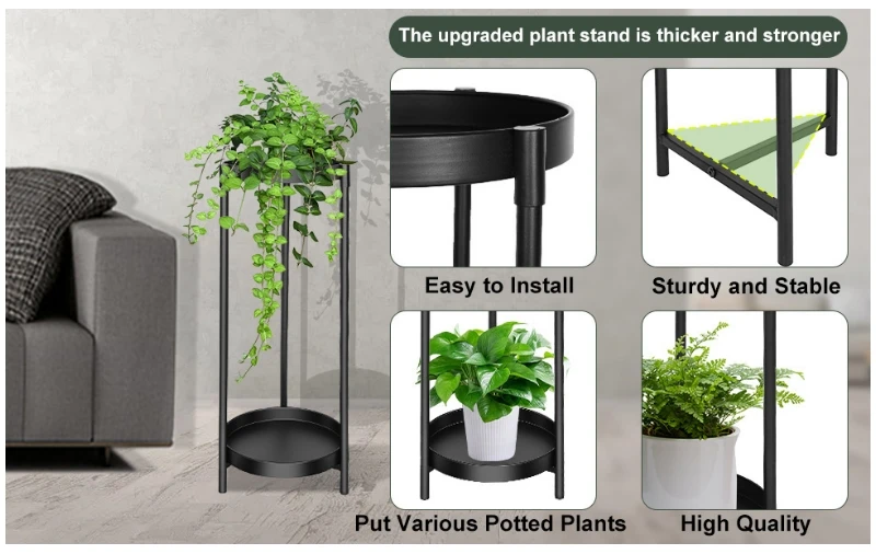 planting/round Black circular plant rack diameter 25 * height 80 Black (combination)