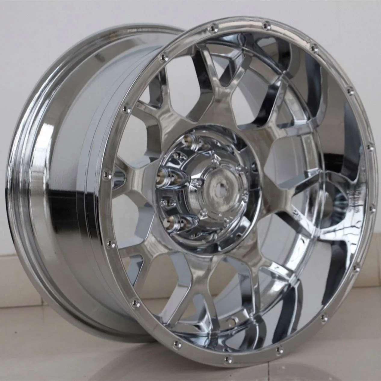 Deep Dish Chrome Silver Off-Road 4X4 Alloy Wheel Rims For 17 18 20 Inch 22Inch *12J 5*114.3~150 6*114.3~150 8*165~180