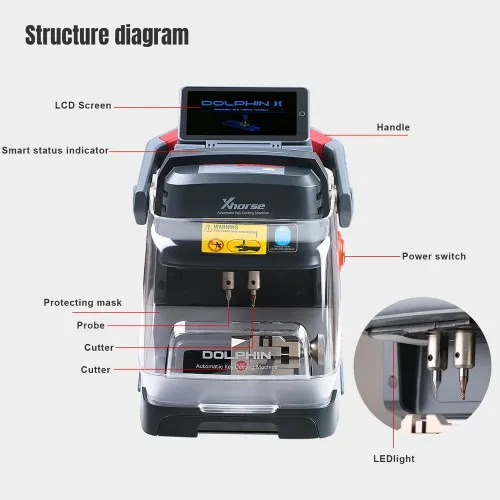 Xhorse Dolphin  II Xp-005L Xp005L Auto Automatic Portable Duplicator Adjustable Screen Built-In Battery Car Key Cutting Machine
