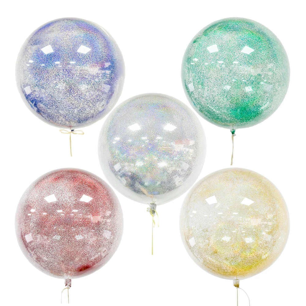 New strong adhesion glitter confetti bubble balloon christmas transparent bobo balloons super elastic round glitter bobo balloon