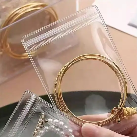 High Quality PVC Transparent Jewelry Storage Packaging Bag Thickened Dust/Oxidation Proof with Zipper for Earrings Necklaces