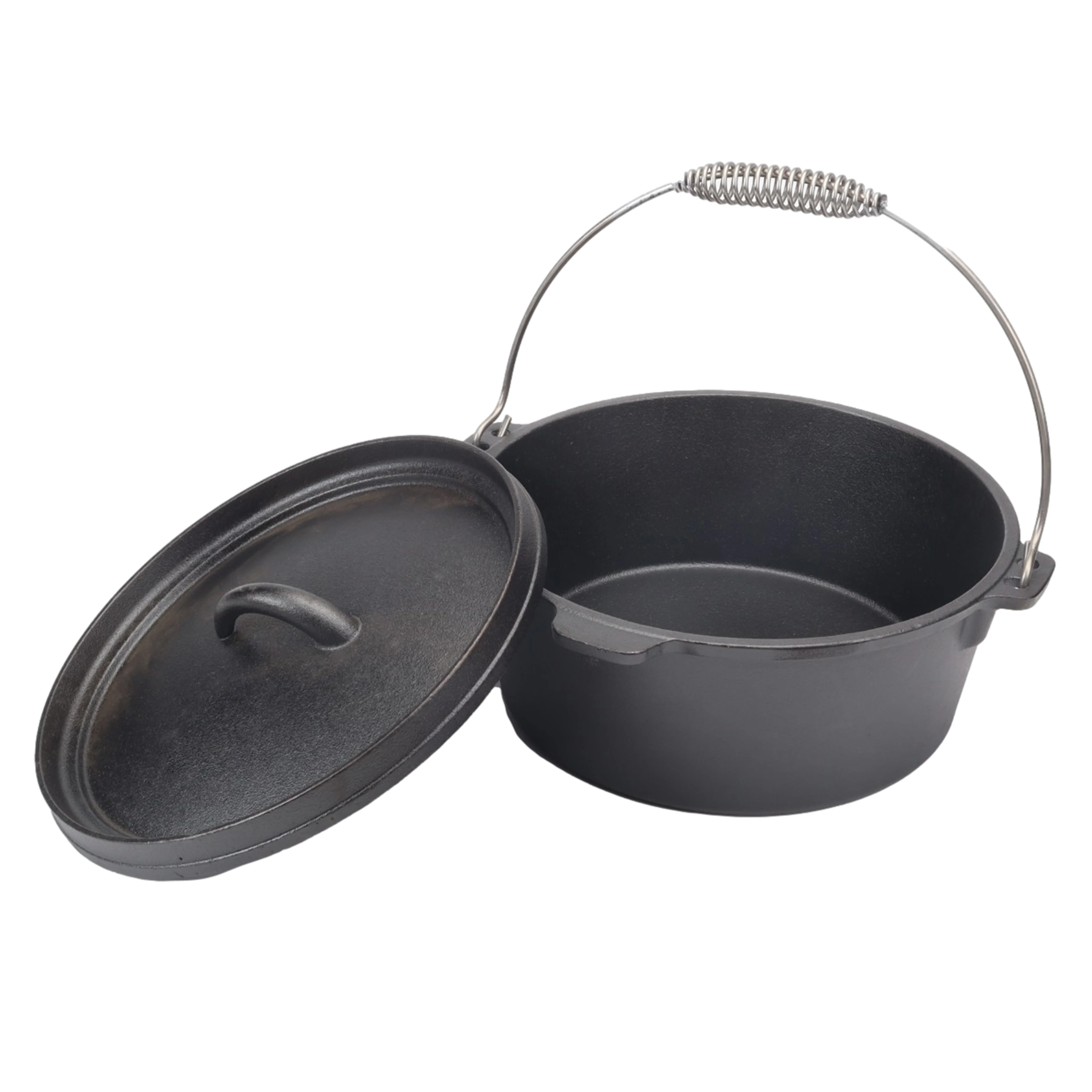 9 Quart Pre-Seasoned Cast Iron Dutch Oven Outdoor Deep Camp Pot for Camping Fireplace Cooking BBQ Baking Campfire