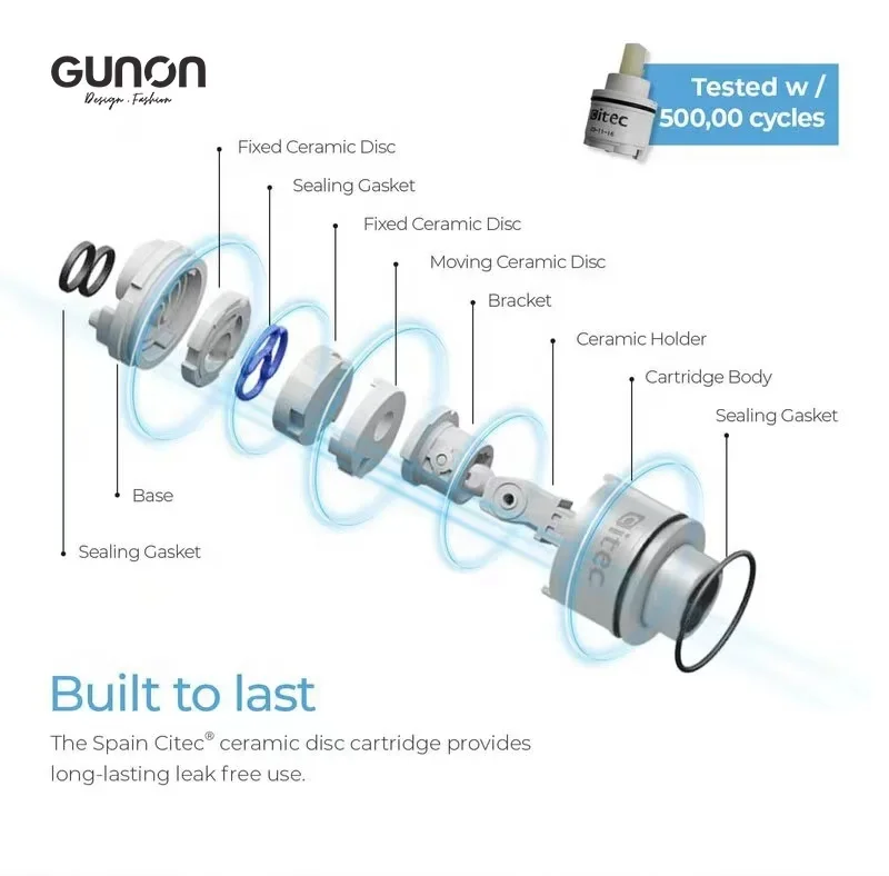 Durable hotels and homes install round gray faucet switch for bathrooms