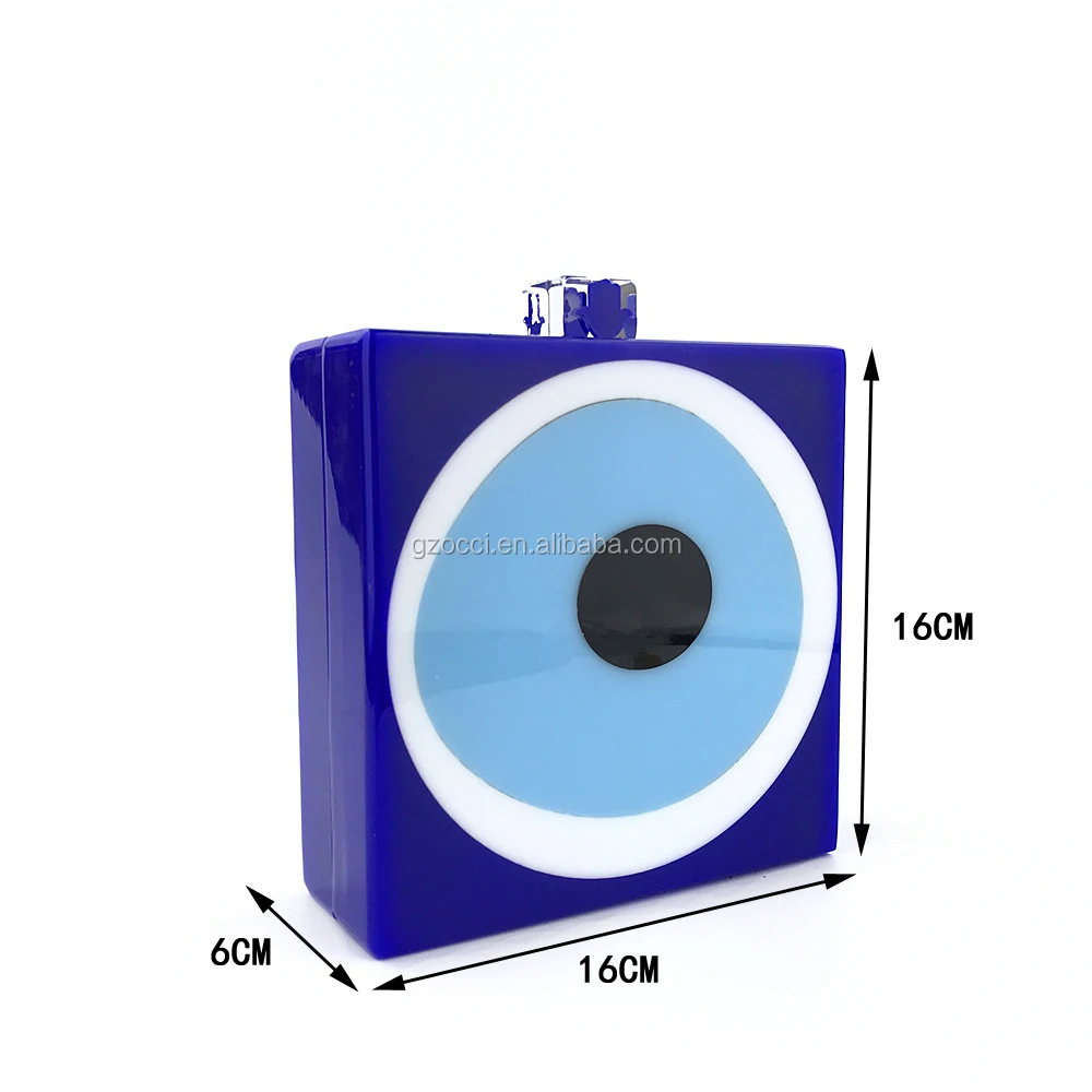 OC3907 Fashion custom bag women square evil eyes acrylic bag clutch