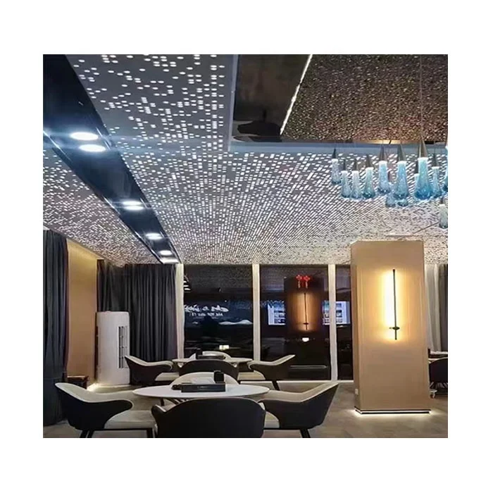 Sound Proof Ceiling Panel Perforated Acoustic Ceiling Board Suspended Design Aluminum Baffle Ceiling