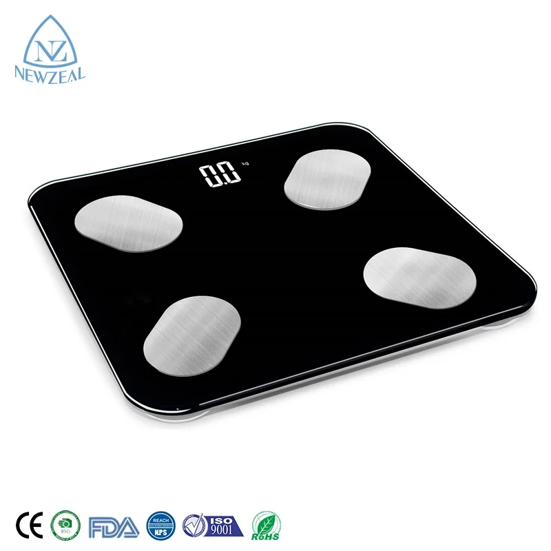 Waterproof Gram Glass LCD Smart Body Fat Weight Scale Bluetooth Scale