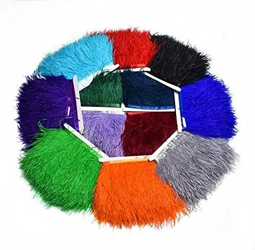8-10cm Dyed Top Quality  Feather Trims Fringe Ostrich Feathers Trimming for Clothes Decoration