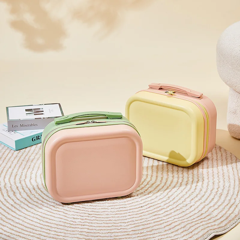14 Inch ABS Portable Mini Storage Luggage Small Travel Cosmetic Cases Suitcases for Girls Makeup Usage Toilet Bag Included