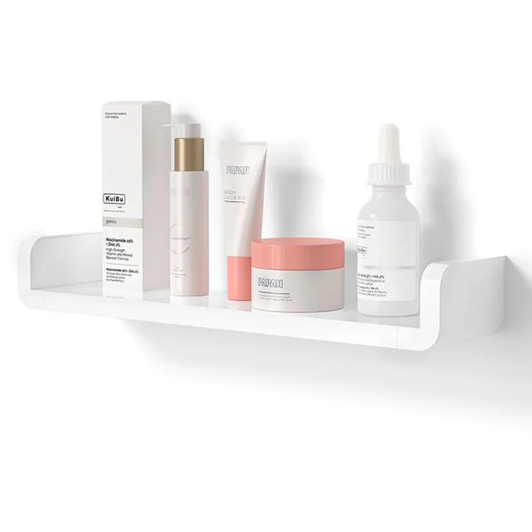 Household Simple Design Waterproof Punch-free Wall Mounted Shower Shelf Plastic Toilet Bathroom Storage Rack