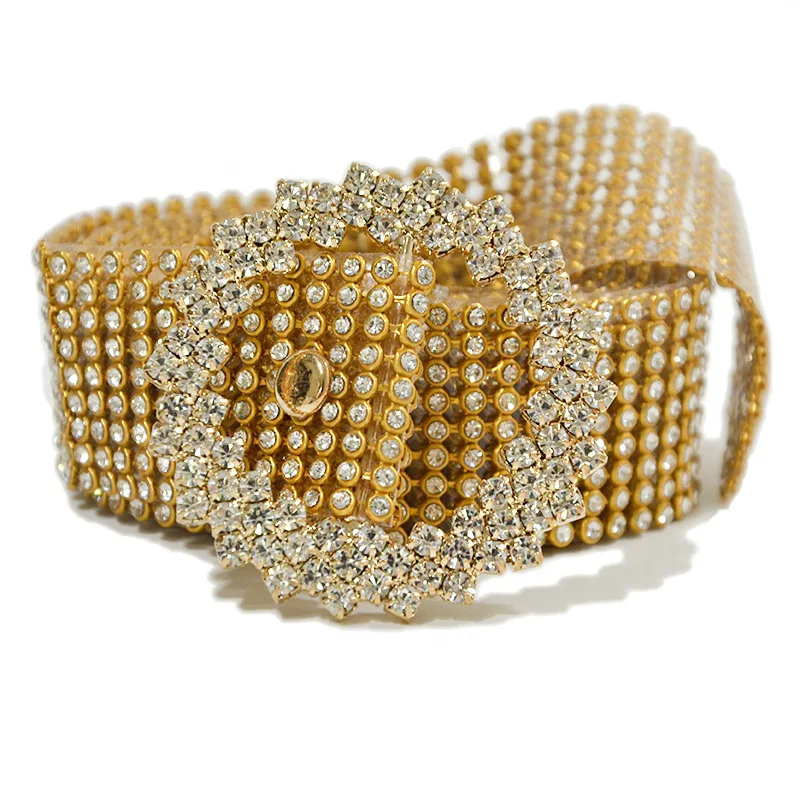 Luxury Gold Fashion Bling Full Diamond Waist Chains Rhinestone Belts