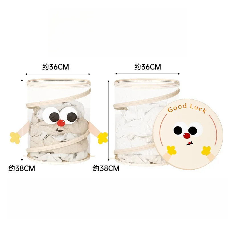 household cute design large capacity foldable Mesh Pop Up dirty laundry basket with with wide opening