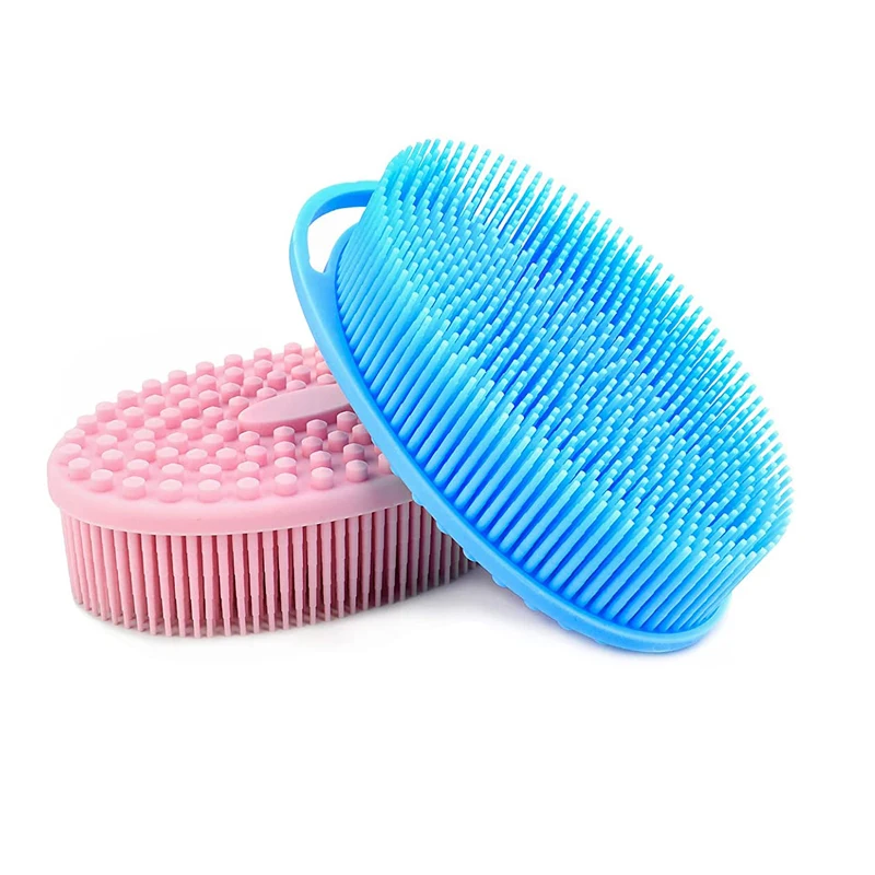Soft scalp massager shampoo massage brush baby silicone shower bath brush body scrubber with handle