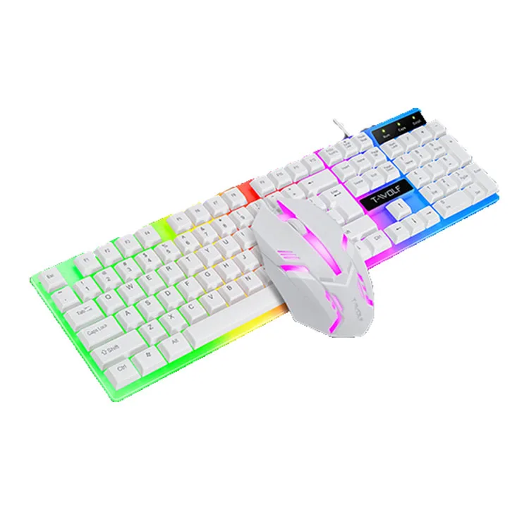 Thunder wolf TF230 colorful luminous computer office game USB wired mouse and keyboard kit
