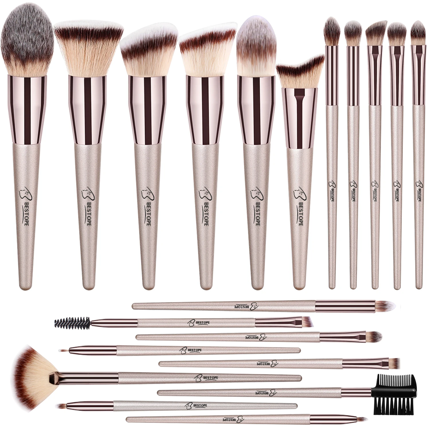 Bestope shop Choice 20pcs Conical Handle Facial Refillable Foundation Private Label Makeup Brushes Set Synthetic Hair