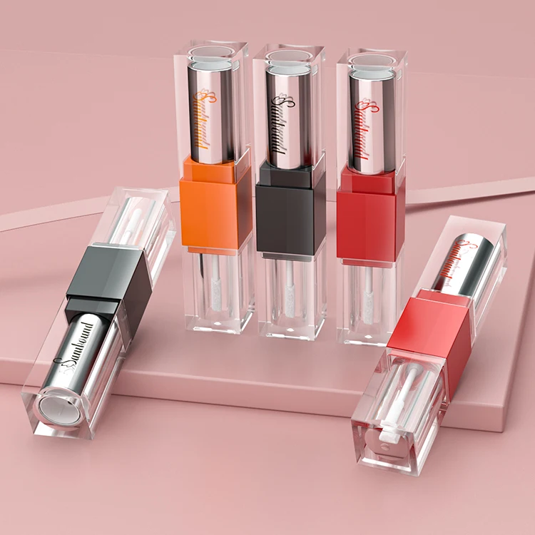 Custom 2 in 1 Dual end 5ml cosmetics lip gloss tint lipgloss tubes packaging bottles liquid lipstick containers wand tubes