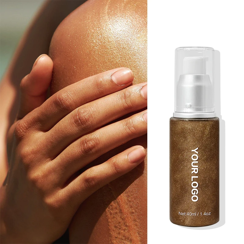 Manufacturer Long Lasting Liquid Highlighter Bronze Golden Glow Glitter Body Shining Oil Body Shimmer Oil Glow