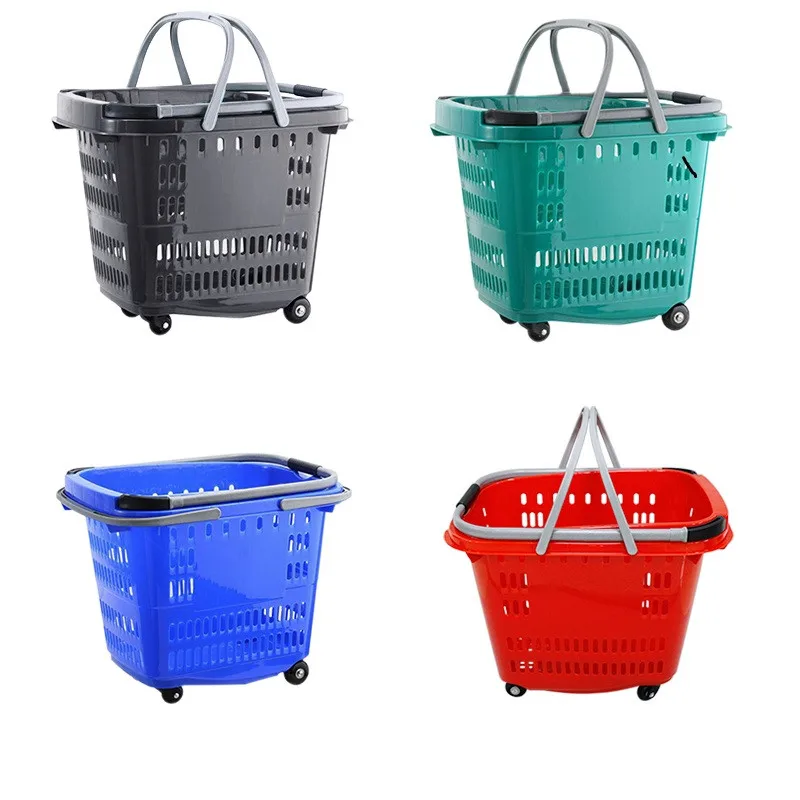 Guanriver Hot sale High quality 35L Plastic Rolling Shopping Basket
