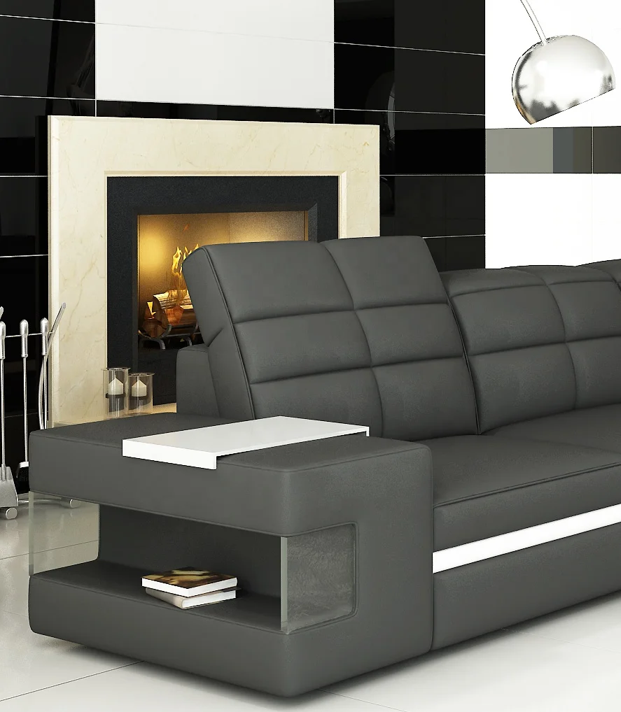 Lounge furniture family l shape cheap white and gold luxury genuine leather couch set living room sofa