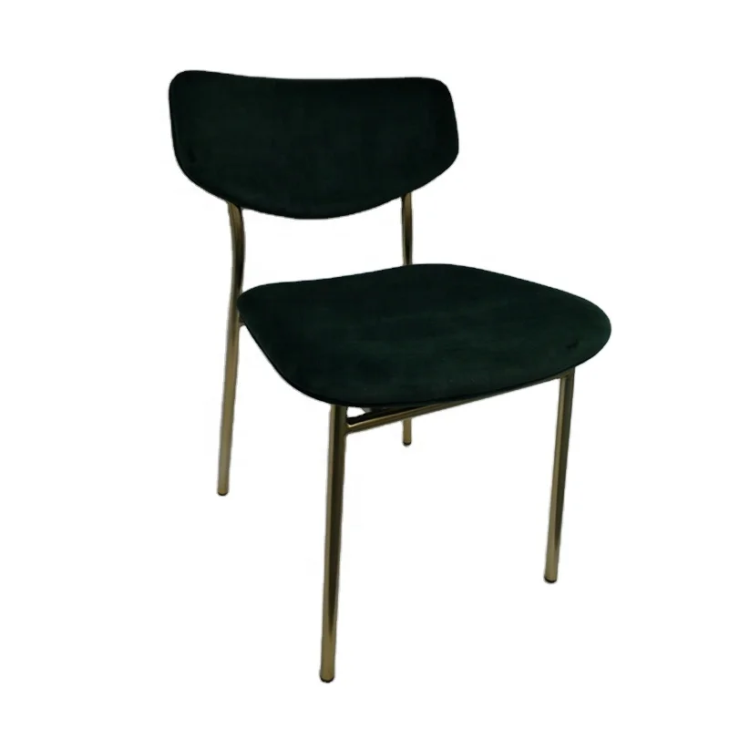 Dining Chair Velvet Restaurant Chair/fabric Chrome Metal Legs Simple Design Modern Style Grass Black with Gold Home Furniture