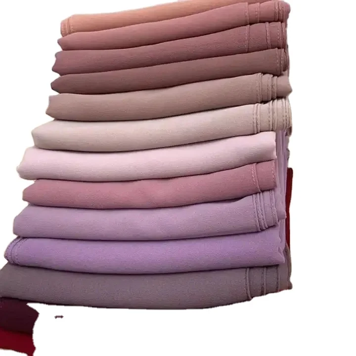 Customized Solid Color Skin Friendly  Malaysia Bubble Chiffon Hijab Muslim High Quality Pleated Chiffon Abaya Hijabs