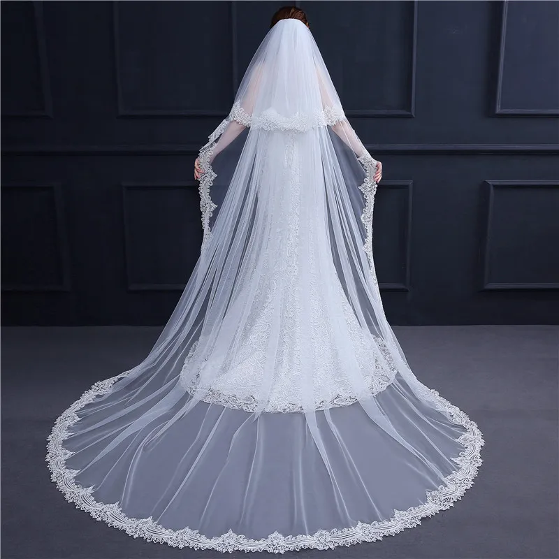 
LUOXIN New long white Tulle Wedding Bridal Veils Tulle Lace Bridal Veils 