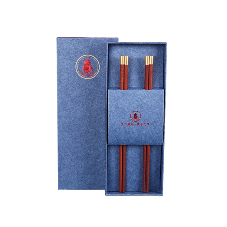 Environmental protection wooden chopsticks silk printing Fu metal head 2 double gift box
