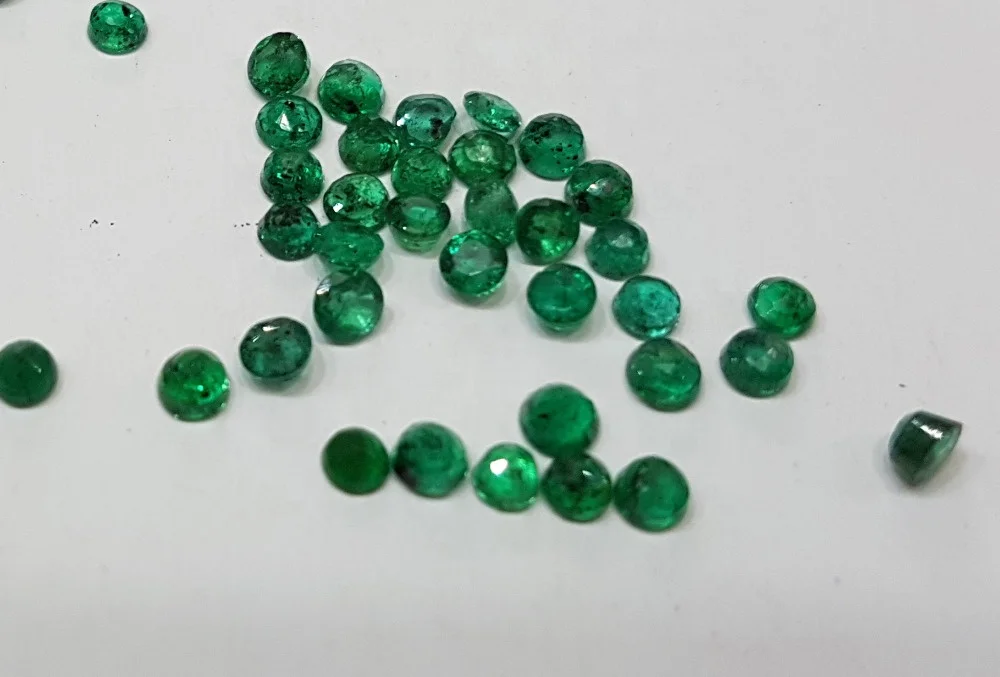 Round Emeralds Natural Gemstone 2.8-3.1mm Dark Green Brazil Origin Transparent