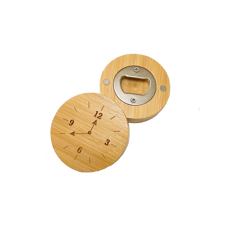 Personalized Round Wooden Custom Blank Refrigerator Fridge Magnet bamboo Beer Bottle Opener for Decoration Craft DIY