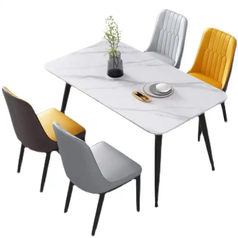 2022 hot selling four-person slate dining table rectangular home light luxury modern dining table and chairs