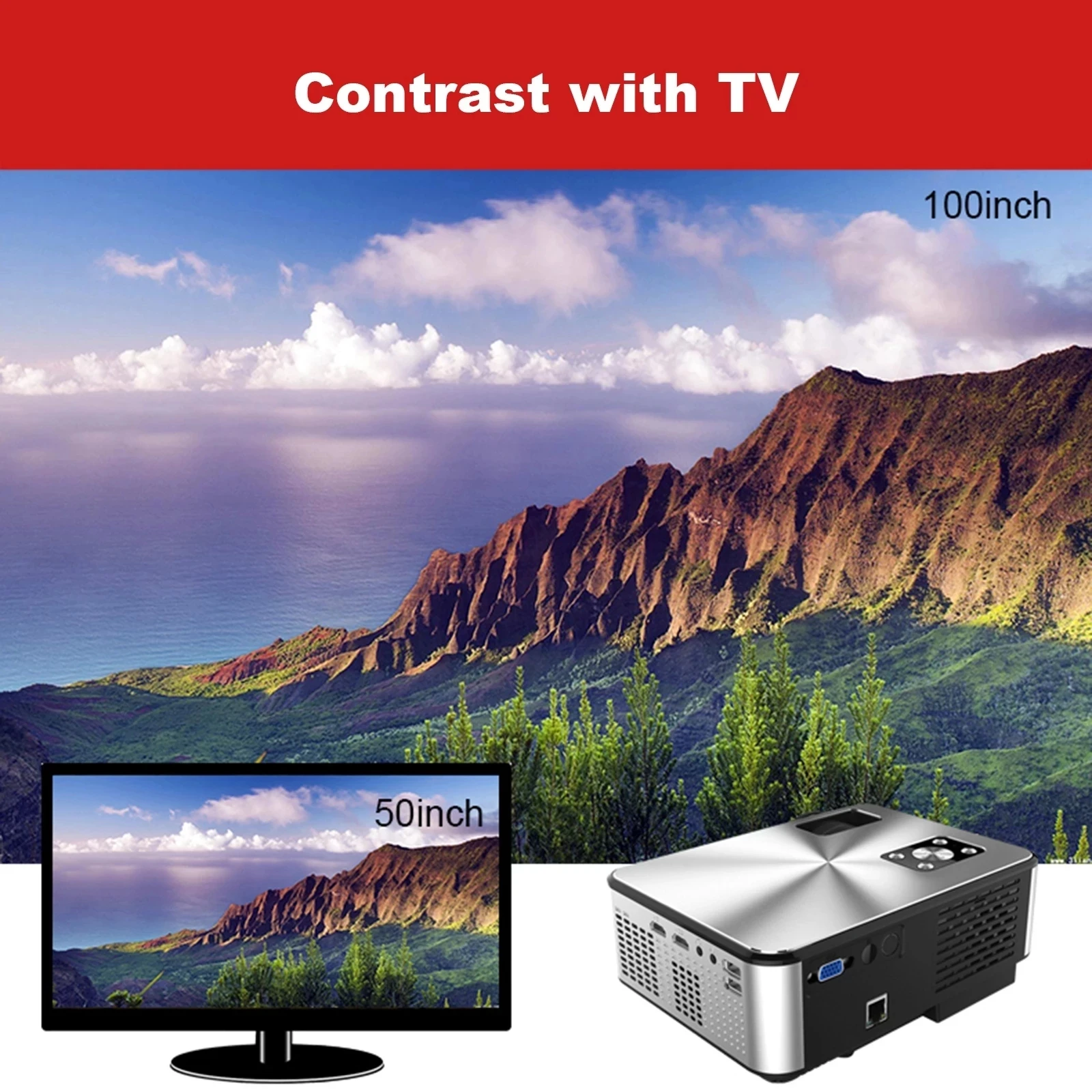 Светодиодный проектор DiGear YP13 Wi-Fi HD 720P 100 дюйма большой экран для домашнего кинотеатра