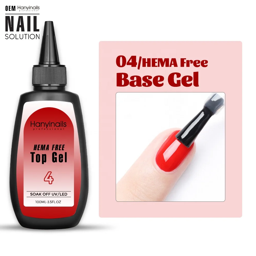 Wholesale oversized bulk High Shine Long Lasting Tempered No Wipe soak off UV 100ml top coat base coat gel polish Refill